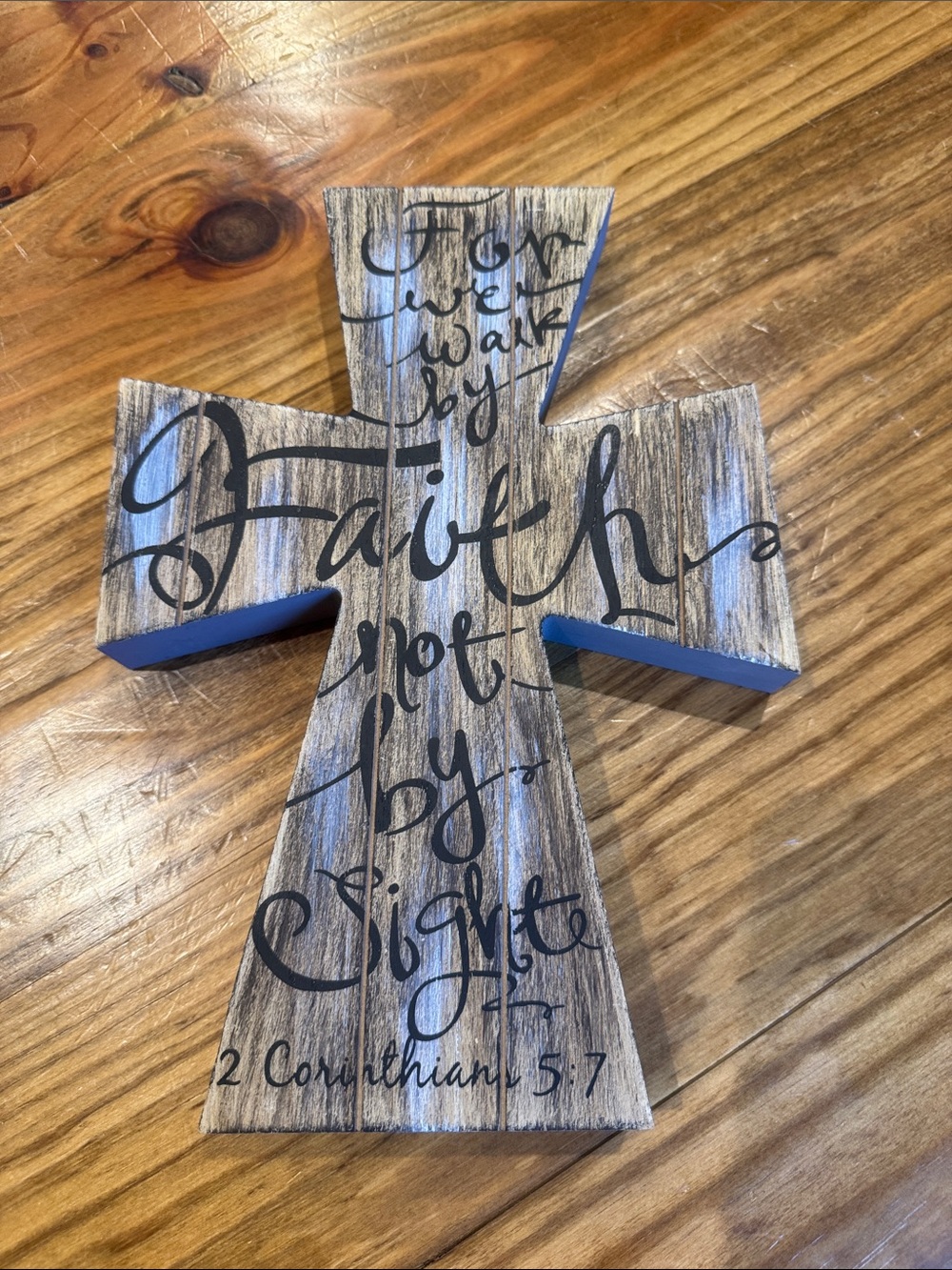 Faith Wooden Cross Wall Decor - Rustic Black Script